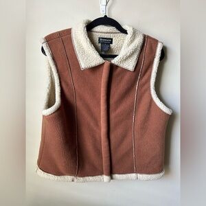 Womens Barrage Authentic Brown/ Cream Fleece Like Full Zip Up Vest Size XL
